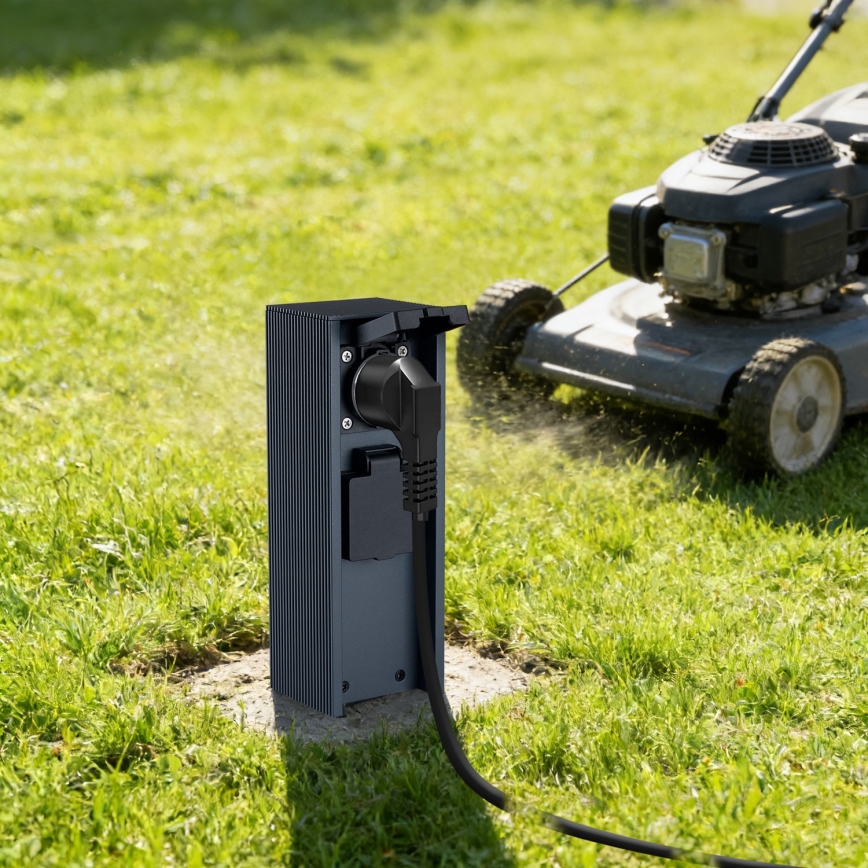 Brilagi - Āra kontaktligzdu stabs PILLAR 2Z SCHUKO 230V IP44 antracīts