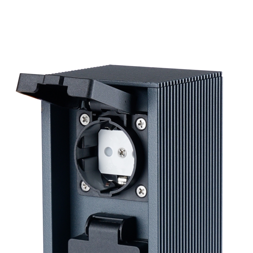 Brilagi - Āra kontaktligzdu stabs PILLAR 2Z SCHUKO 230V IP44 antracīts