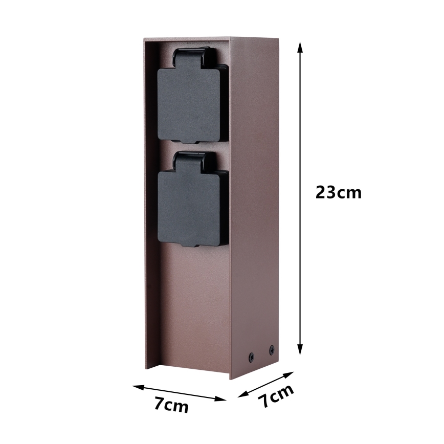 Brilagi - Āra kontaktu stabs PILLAR 2x SCHUKO 230V IP44 brūns