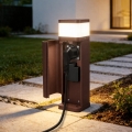 BRILAGI - Āra lampa ar 2 kontaktligzdām SCHUKO PILLAR 1xG9/11W/230V IP44 brūna