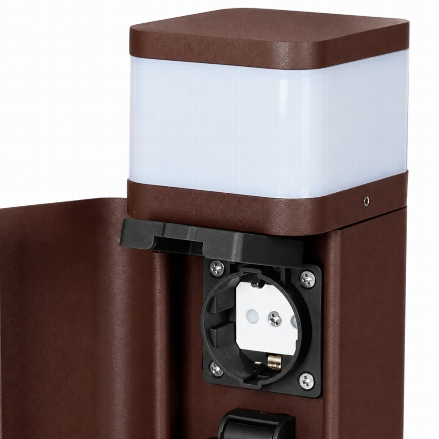 BRILAGI - Āra lampa ar 2 kontaktligzdām SCHUKO PILLAR 1xG9/11W/230V IP44 brūna