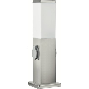 Brilagi - āra lampa ar 2 SCHUKO kontaktligzdām, 1x E27/15W/230V, 40 cm, IP44, matēts hroms