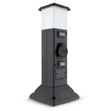 Brilagi - Āra lampa ar 2 SCHUKO kontaktligzdām 1xE14/15W/230V IP44 melna