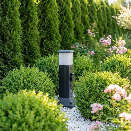 Brilagi - Āra lampa ar 2 SCHUKO kontaktligzdām 1xE14/15W/230V IP44 melna