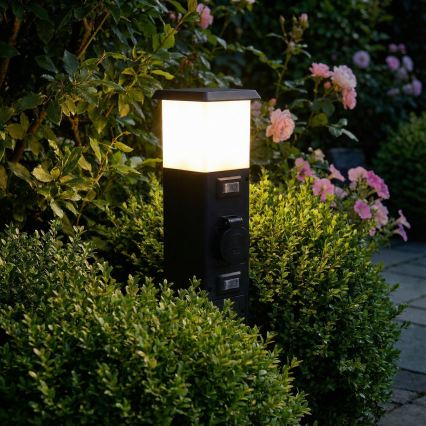 Brilagi - Āra lampa ar 2 SCHUKO kontaktligzdām 1xE14/15W/230V IP44 melna