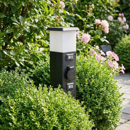 Brilagi - Āra lampa ar 2 SCHUKO kontaktligzdām 1xE14/15W/230V IP44 melna