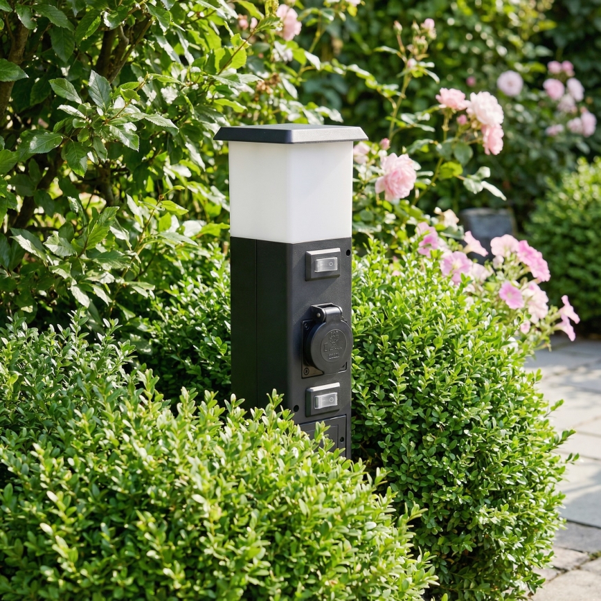 Brilagi - Āra lampa ar 2 SCHUKO kontaktligzdām 1xE14/15W/230V IP44 melna