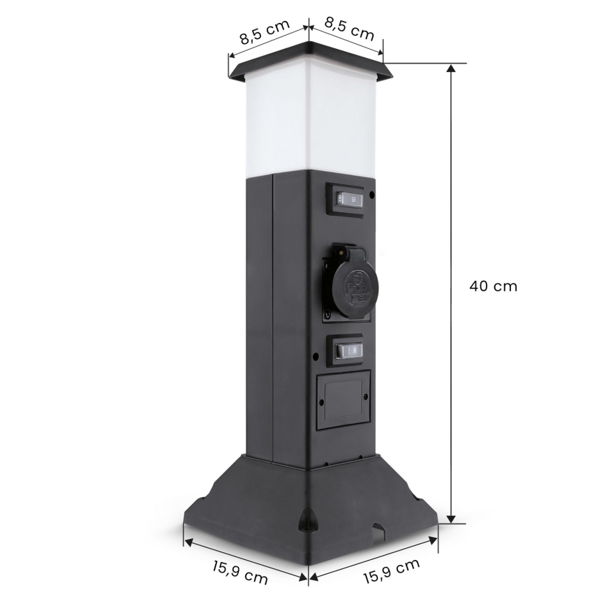 Brilagi - Āra lampa ar 2 SCHUKO kontaktligzdām 1xE14/15W/230V IP44 melna