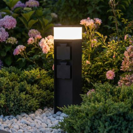 Brilagi - Āra lampa ar 2 SCHUKO kontaktligzdām 1xG9/11W/230V IP44 melna