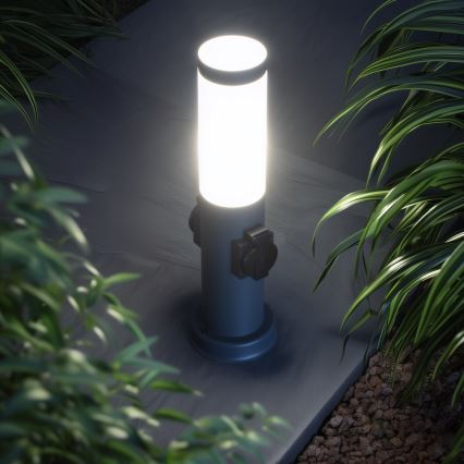 Brilagi - āra lampa NOVA ar 2 SCHUKO kontaktligzdām 1xE27/15W/230V, 40 cm, IP44, antracīta krāsā