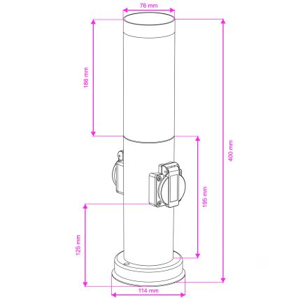 Brilagi - Āra lampa ar 2 SCHUKO kontaktligzdām NOVA 1xE27/15W/230V 40 cm IP44 brūna