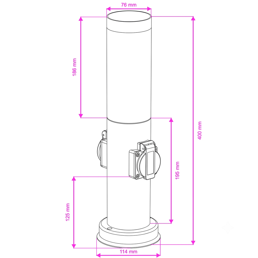 Brilagi - Āra lampa ar 2 SCHUKO kontaktligzdām NOVA 1xE27/15W/230V 40 cm IP44 brūna