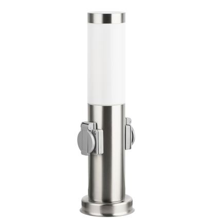 Brilagi - Āra lampa ar 2 SCHUKO NOVA kontaktligzdām 1xE27/15W/230V 40 cm IP44 matēts hroms