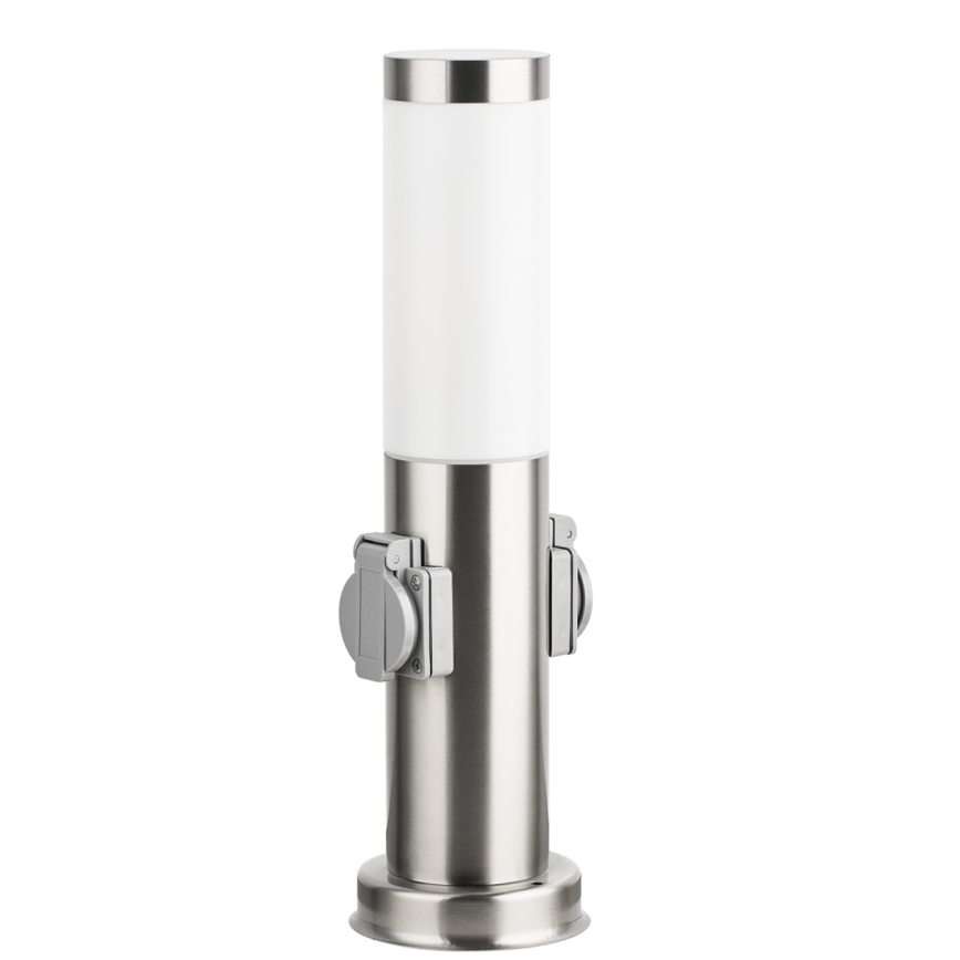 Brilagi - Āra lampa ar 2 SCHUKO NOVA kontaktligzdām 1xE27/15W/230V 40 cm IP44 matēts hroms