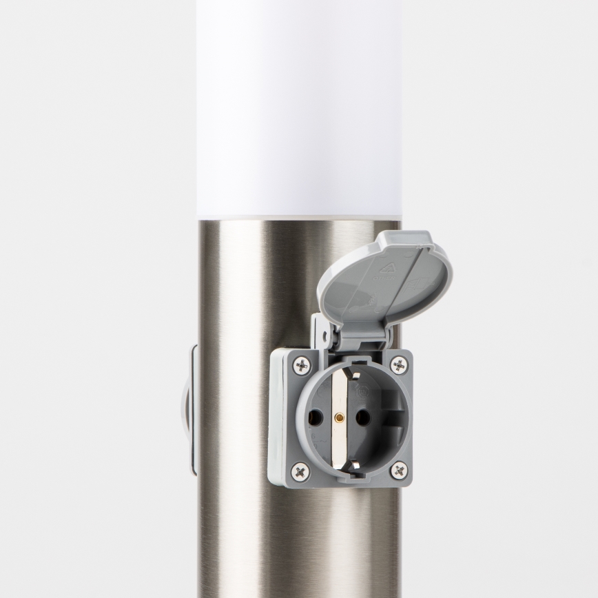 BRILAGI - Āra lampa ar 2 SCHUKO NOVA kontaktligzdām 1xE27/15W/230V 40 cm IP44 matēts hroms