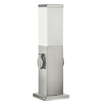 Brilagi - Āra lampa ar 2 SCHUKO kontaktligzdām NOVA 1xE27/15W/230V 40 cm IP44 matēts hroms
