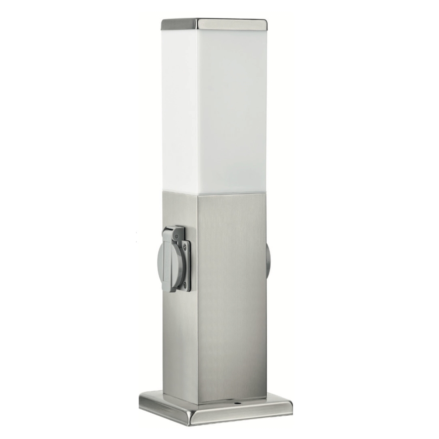 Brilagi - Āra lampa ar 2 SCHUKO kontaktligzdām NOVA 1xE27/15W/230V 40 cm IP44 matēts hroms