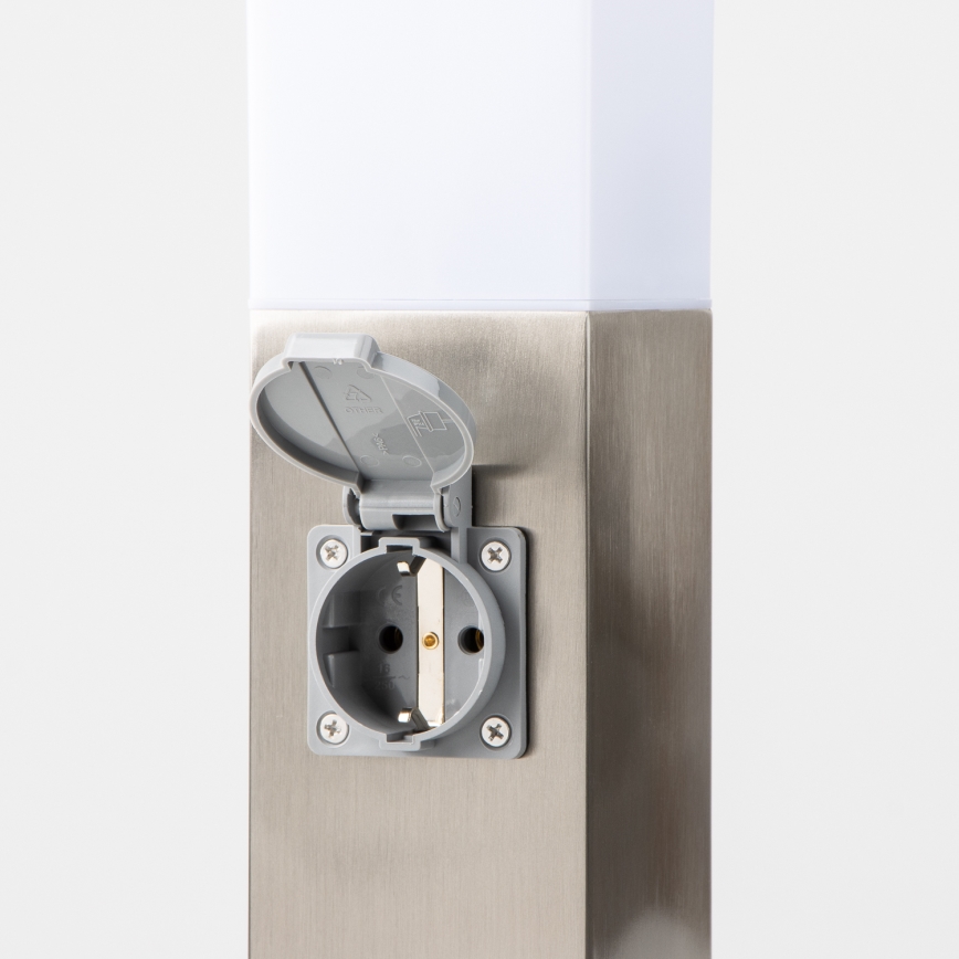 Brilagi - Āra lampa ar 2 SCHUKO kontaktligzdām NOVA 1xE27/15W/230V 40 cm IP44 matēts hroms