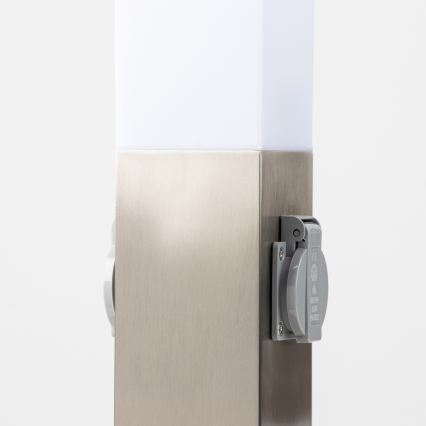 Brilagi - Āra lampa ar 2 SCHUKO kontaktligzdām NOVA 1xE27/15W/230V 40 cm IP44 matēts hroms