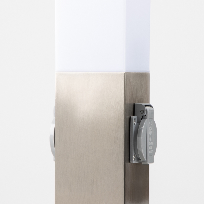 Brilagi - Āra lampa ar 2 SCHUKO kontaktligzdām NOVA 1xE27/15W/230V 40 cm IP44 matēts hroms