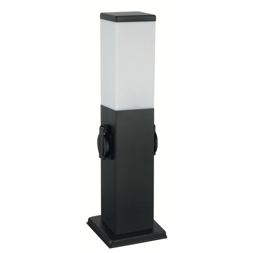 Brilagi - āra lampa NOVA ar 2 SCHUKO kontaktligzdām, 1xE27/15W/230V, 40 cm, IP44, melna