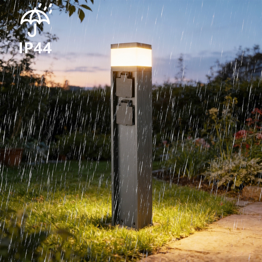 Brilagi - Āra lampa ar 2 SCHUKO kontaktligzdām PILLAR 1xG9/11W/230V IP44 antracīts