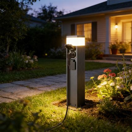 Brilagi - Āra lampa ar 2 SCHUKO kontaktligzdām PILLAR 1xG9/11W/230V IP44 antracīts