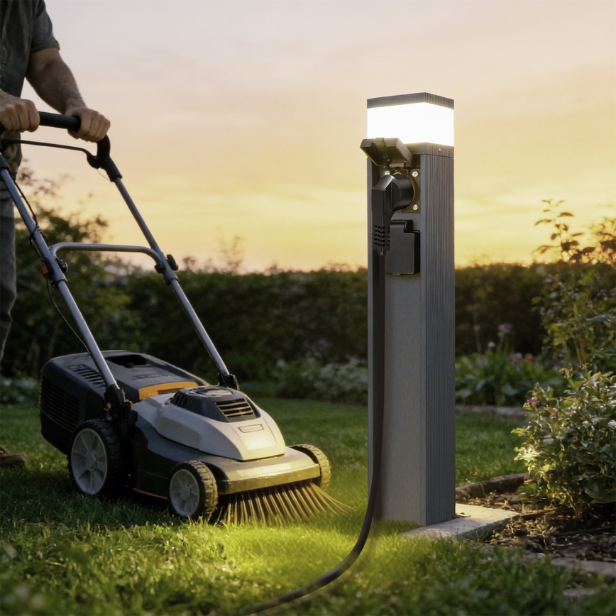 Brilagi - Āra lampa ar 2 SCHUKO kontaktligzdām PILLAR 1xG9/11W/230V IP44 antracīts