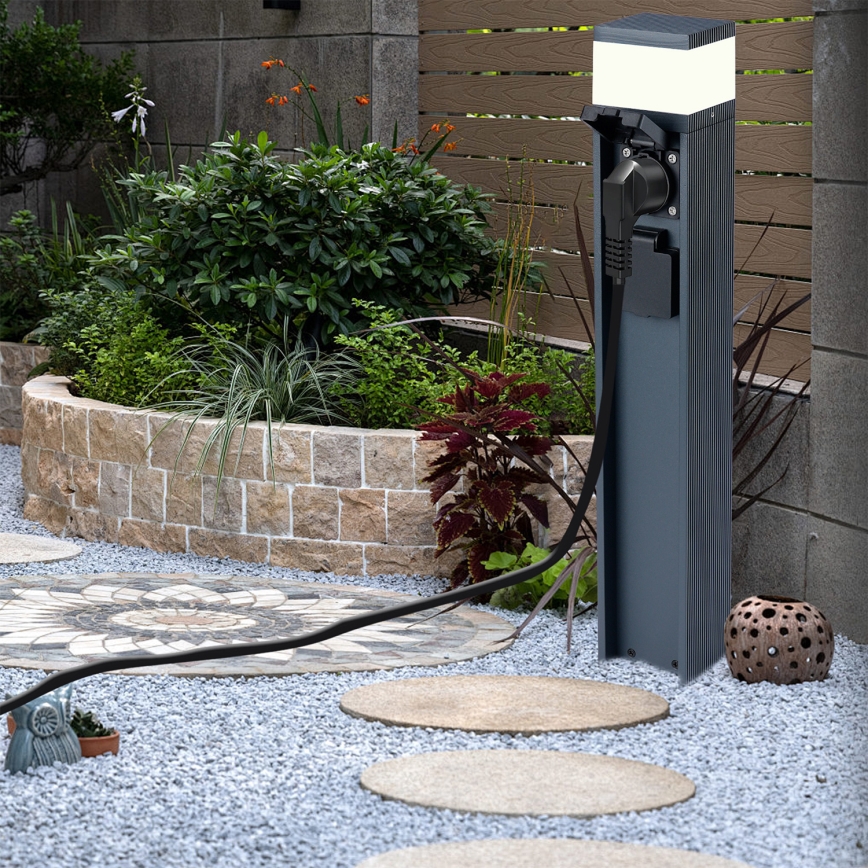 Brilagi - Āra lampa ar 2 SCHUKO kontaktligzdām PILLAR 1xG9/11W/230V IP44 antracīts