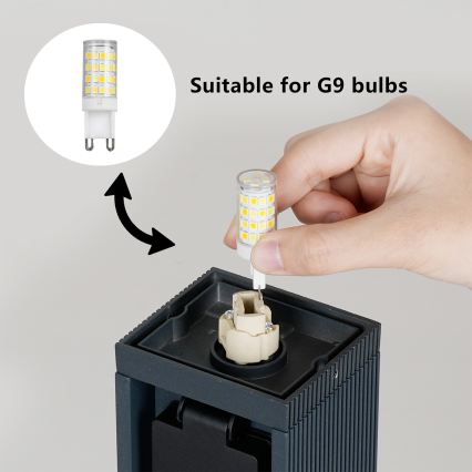 Brilagi - Āra lampa ar 2 SCHUKO kontaktligzdām PILLAR 1xG9/11W/230V IP44 antracīts