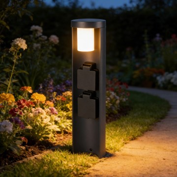 Brilagi - Āra lampa ar 2 SCHUKO kontaktligzdām PILLAR 1xG9/11W/230V IP44 antracīts