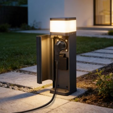 Brilagi - āra lampa ar 2 SCHUKO kontaktligzdām PILLAR 1xG9/11W/230V IP44 antracīts