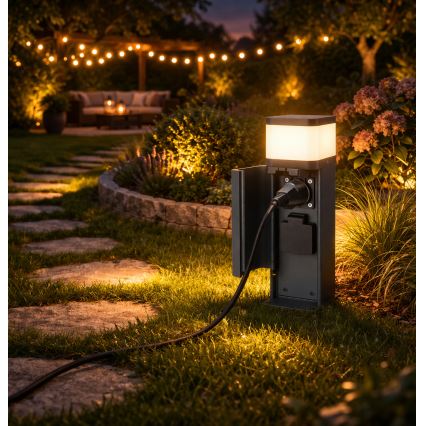 Brilagi - āra lampa ar 2 SCHUKO kontaktligzdām PILLAR 1xG9/11W/230V IP44 antracīts