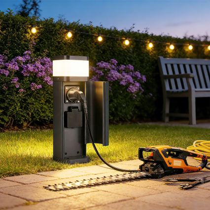 Brilagi - āra lampa ar 2 SCHUKO kontaktligzdām PILLAR 1xG9/11W/230V IP44 antracīts