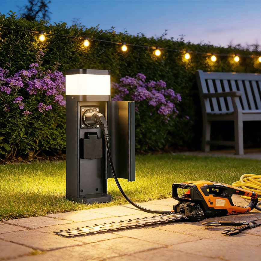 Brilagi - āra lampa ar 2 SCHUKO kontaktligzdām PILLAR 1xG9/11W/230V IP44 antracīts