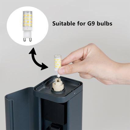 Brilagi - āra lampa ar 2 SCHUKO kontaktligzdām PILLAR 1xG9/11W/230V IP44 antracīts