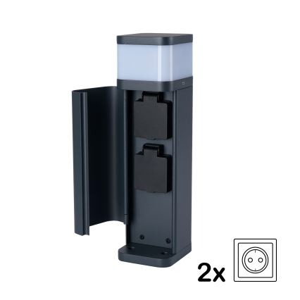 Brilagi - āra lampa ar 2 SCHUKO kontaktligzdām PILLAR 1xG9/11W/230V IP44 antracīts