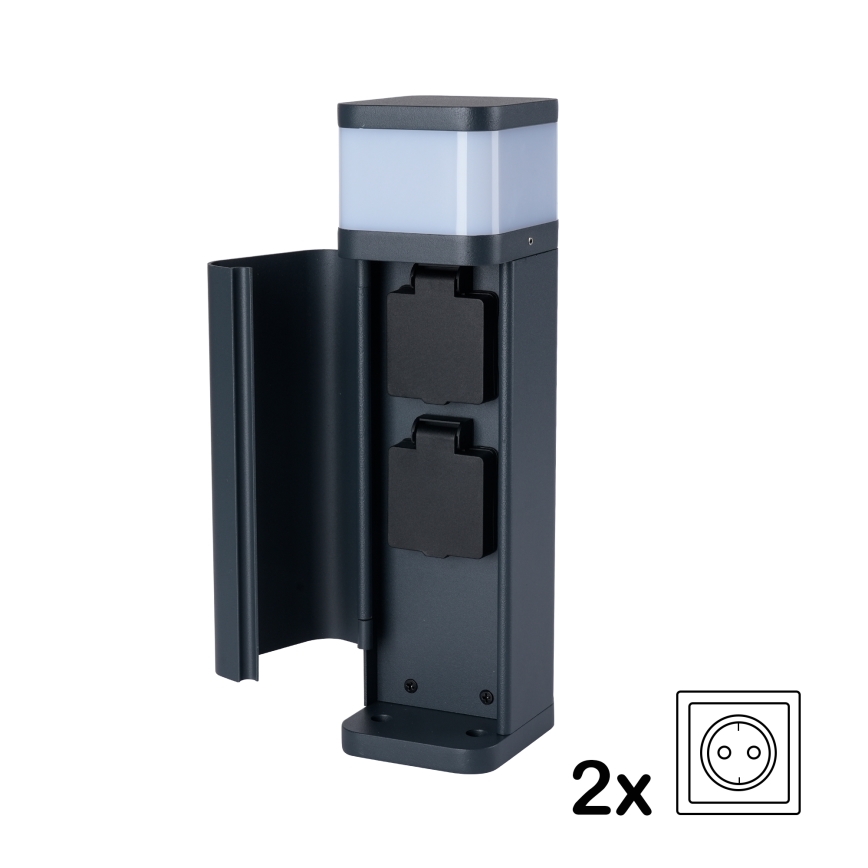 Brilagi - āra lampa ar 2 SCHUKO kontaktligzdām PILLAR 1xG9/11W/230V IP44 antracīts