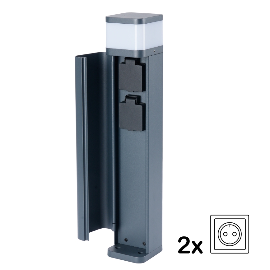 Brilagi - Āra lampa ar 2 SCHUKO kontaktligzdām PILLAR 1xG9/11W/230V IP44 antracīts