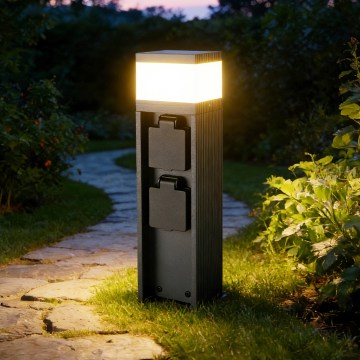 Brilagi -Āra lampa ar 2 SCHUKO kontaktligzdām PILLAR 1xG9/11W/230V IP44 antracīts