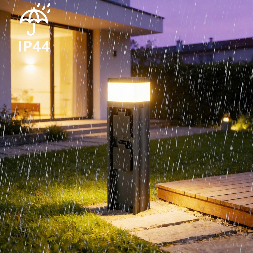 Brilagi -Āra lampa ar 2 SCHUKO kontaktligzdām PILLAR 1xG9/11W/230V IP44 antracīts