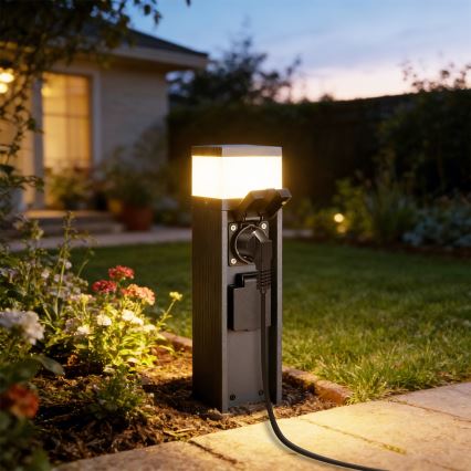 Brilagi -Āra lampa ar 2 SCHUKO kontaktligzdām PILLAR 1xG9/11W/230V IP44 antracīts