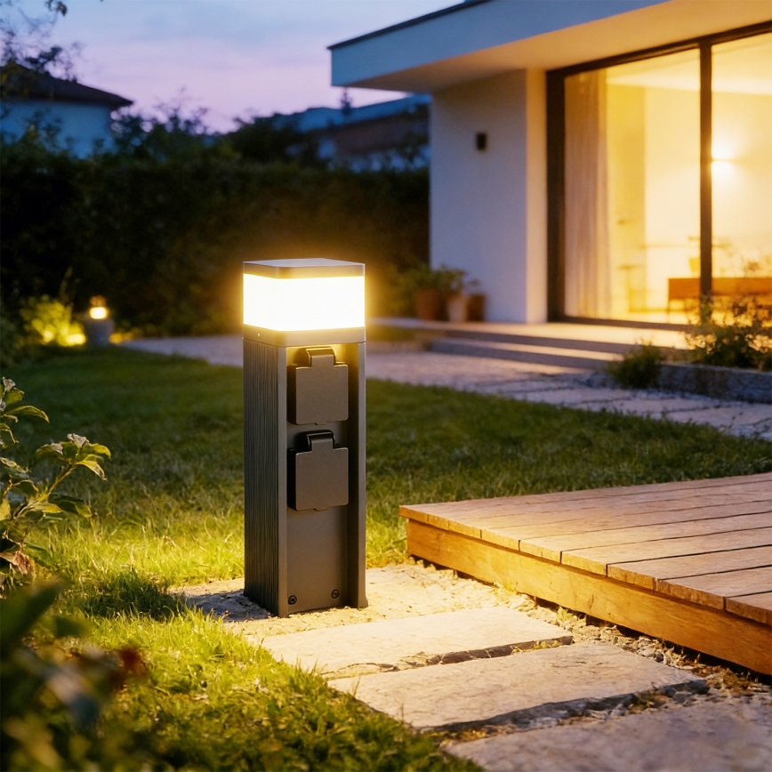 Brilagi -Āra lampa ar 2 SCHUKO kontaktligzdām PILLAR 1xG9/11W/230V IP44 antracīts
