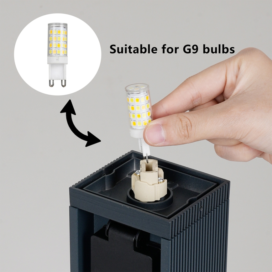 Brilagi -Āra lampa ar 2 SCHUKO kontaktligzdām PILLAR 1xG9/11W/230V IP44 antracīts