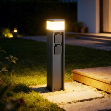 Brilagi - Āra lampa ar 2 SCHUKO kontaktligzdām PILLAR 1xG9/11W/230V IP44 antracīts