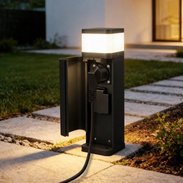 BRILAGI - āra lampa ar 2 SCHUKO kontaktligzdām PILLAR 1xG9/11W/230V IP44 melna