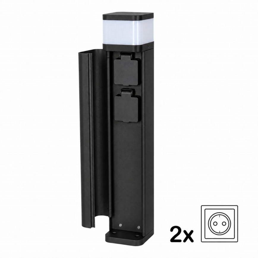 BRILAGI - Āra lampa ar 2 SCHUKO kontaktligzdām PILLAR 1xG9/11W/230V IP44 melna