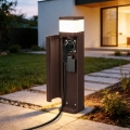 BRILAGI - Āra lampa ar 2 SCHUKO PILLAR kontaktligzdām 1xG9/11W/230V IP44 brūna