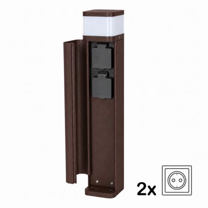 BRILAGI - Āra lampa ar 2 SCHUKO PILLAR kontaktligzdām 1xG9/11W/230V IP44 brūna
