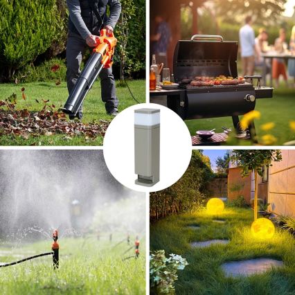 BRILAGI - Āra lampa ar 2 SCHUKO PILLAR kontaktligzdām 1xG9/11W/230V IP44 pelēka